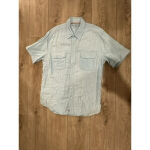 Margaritaville Hawaiian Shirt Mens Large Light Blue‎ Button Up Short Sleeve USA
